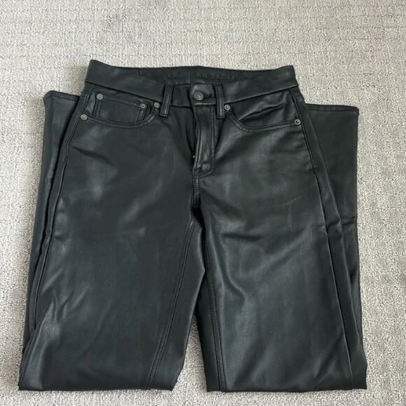 American Eagle Faux Leather Pants (90s straight) - Picture 2 of 4